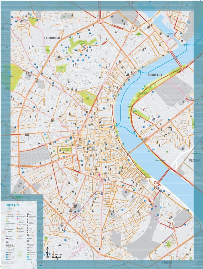 Plan pistes cyclables Bordeaux